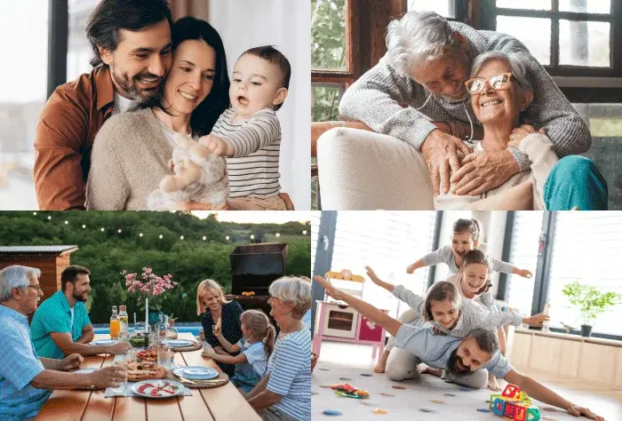 Families, parents, and grandparents at home